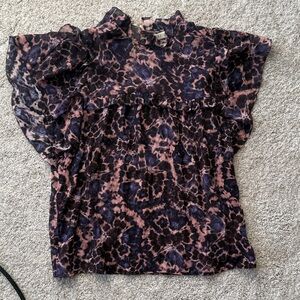 Marie Oliver Leopard Print Blouse in Pink and Black